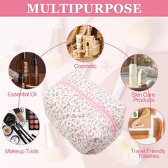 dark swan Cotton Quilted Makeup Bag, Cute Pouch Toiletry Bag Cosmetic Pink