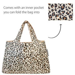 Large & Small Foldable Tote Nylon Reusable Grocery Bags, Set of 2, Wild Cat
