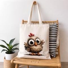 Cute Chick Canvas Tote Shoulder Bag: Fun, Reusable for Shopping, Work, Vacation