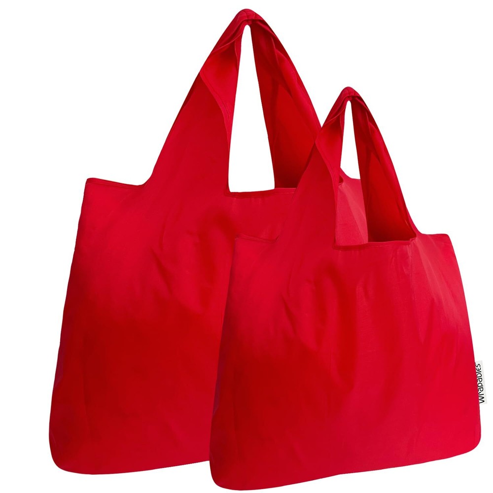 Large & Small Foldable Tote Nylon Reusable Grocery Bags Set Of 2