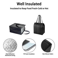18L Insulated Grocery Bags with Zipper, Reusable Thermal Cooler Tote Bag for …