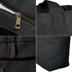 Black Canvas Tote Bag with Zipper, 6-Pack 17x14x3.9” 12Oz Thick Canvas Bag w…