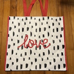 Reusable Shopping Bag Valentines Day ❤️ LOVE Spell out Homegoods Gift BLK&WHITE