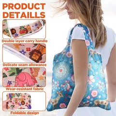 Multi Color Foldable Polyester Reusable Grocery Shopping Tote Bags 16 PCS