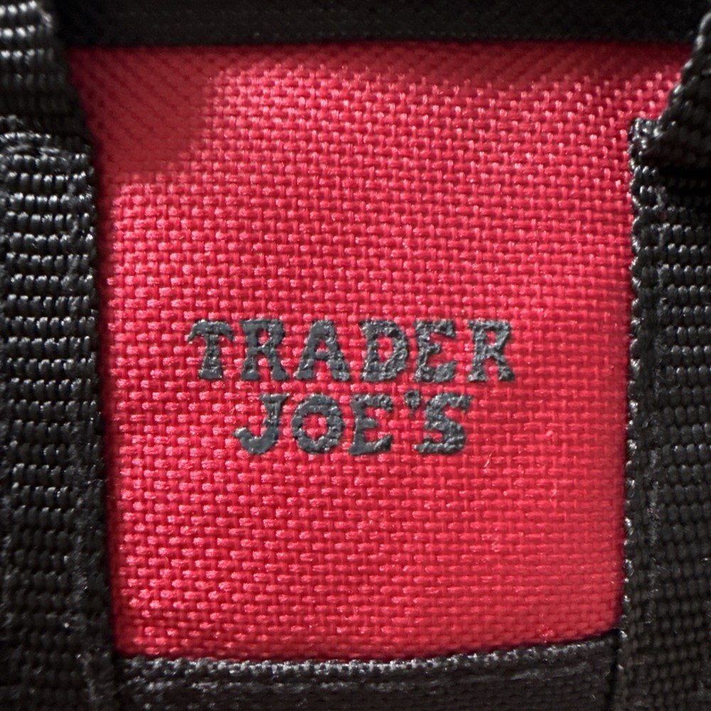 Trader Joe’s Black Micro Tote With Grocery Bag 2 In 1 Mini RARE BLK RED NEW