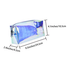 Kingshion Holographic Makeup Bag – Clear PVC 9.5″ x 2.4″ x 4.1″, Colorful