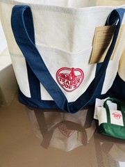 Set of 2 + BONUS Bag Trader Joe’s Large Canvas Tote Bags Navy Heavy Cotton