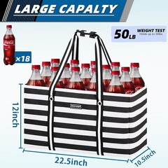 Stand Up Extra Large Utility Tote Bag Foldable Reusable Grocery Bags Metal Wire