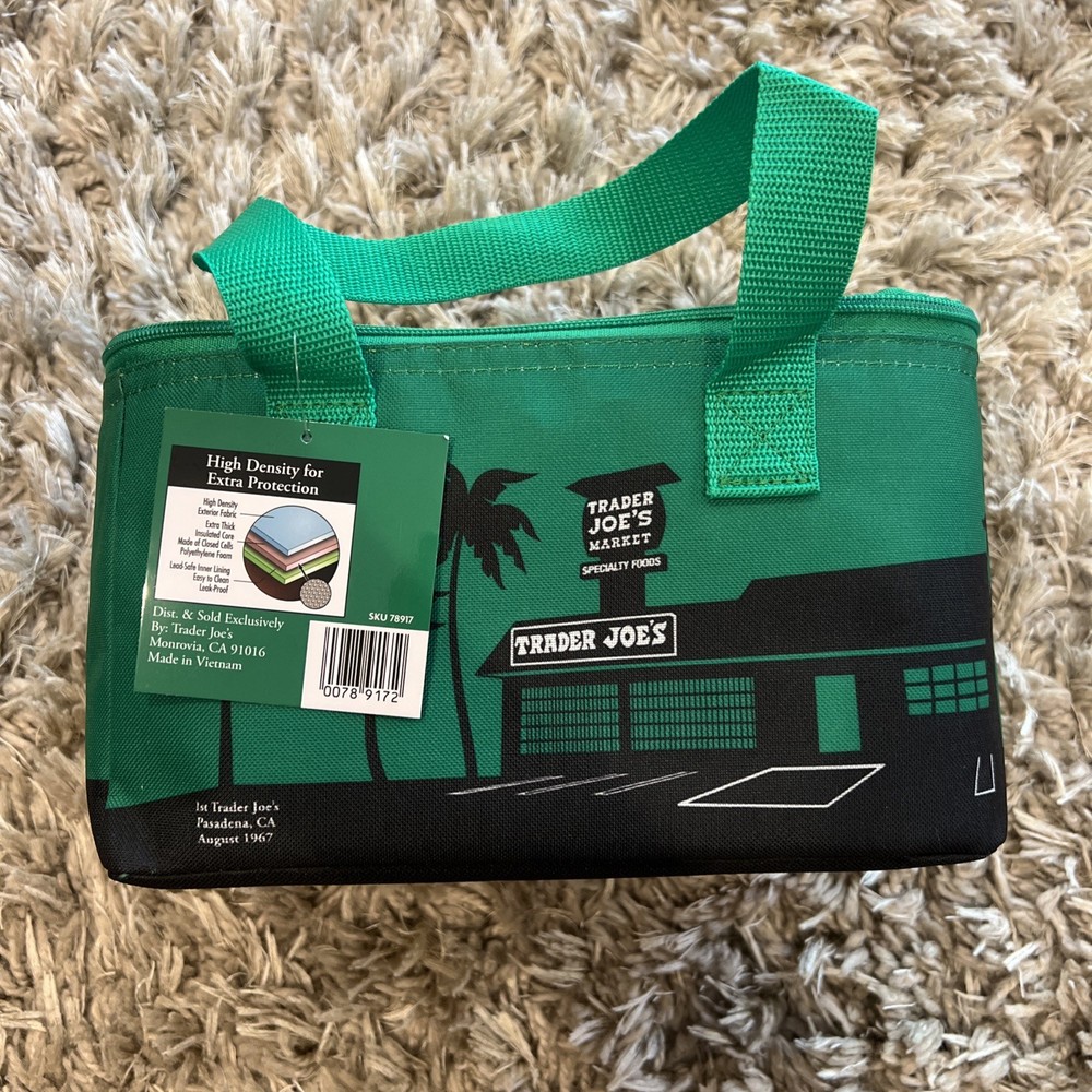 Trader Joe’s Green Mini Insulated Lunch Bag Tote Pasadena Limited Edition
