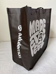 Lululemon Logo Large Reusable Shopping Tote Bag w/ Handles 16.5″ X 14″ NEW Brown