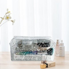 TotePrint 1PCS Star Printing Clear Cosmetics Makeup Bag 7.9 x 3.9 x purple