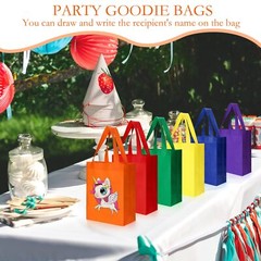 Roowest 48 Pcs Rainbow Color Reusable Gift Bags with Handles Multi Color Bulk…