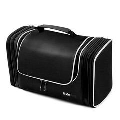 LAVIEVERT Toiletry Bag/Makeup 12.8×5.5×7.7 Inch (Pack of 1), Black