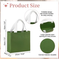 Women’s Small Canvas Bag, 11 x 2 x 7″ Handle Bags, Dark Green for