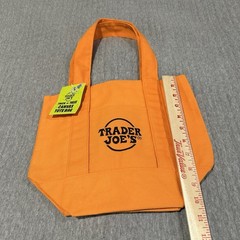 Trader Joe’s Foldable Limited Edition Canvas Mini Tote Bag Orange Solid 13x9x6