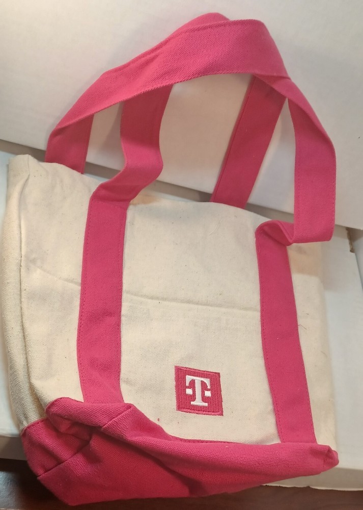 T-Mobile Tuesday Mini Canvas Tote with Pink Straps NEW -Free Shipping w/Trackin!