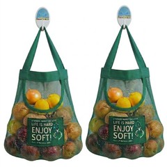 Durable Reusable Hanging Storage Mesh Bags for Fruits, Vegetables, Garlic, Gi…