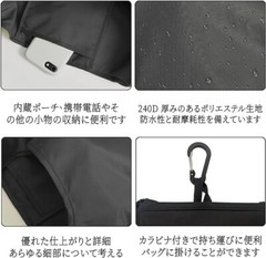 Eco bag,foldable character,with carabiner,durable, large, gray, polyester,005