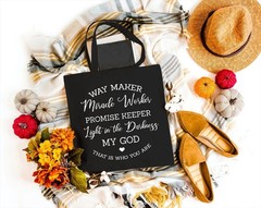 Waymaker Canvas Tote Bag for Women Christian Scripture Reusable Grocery Shoulder