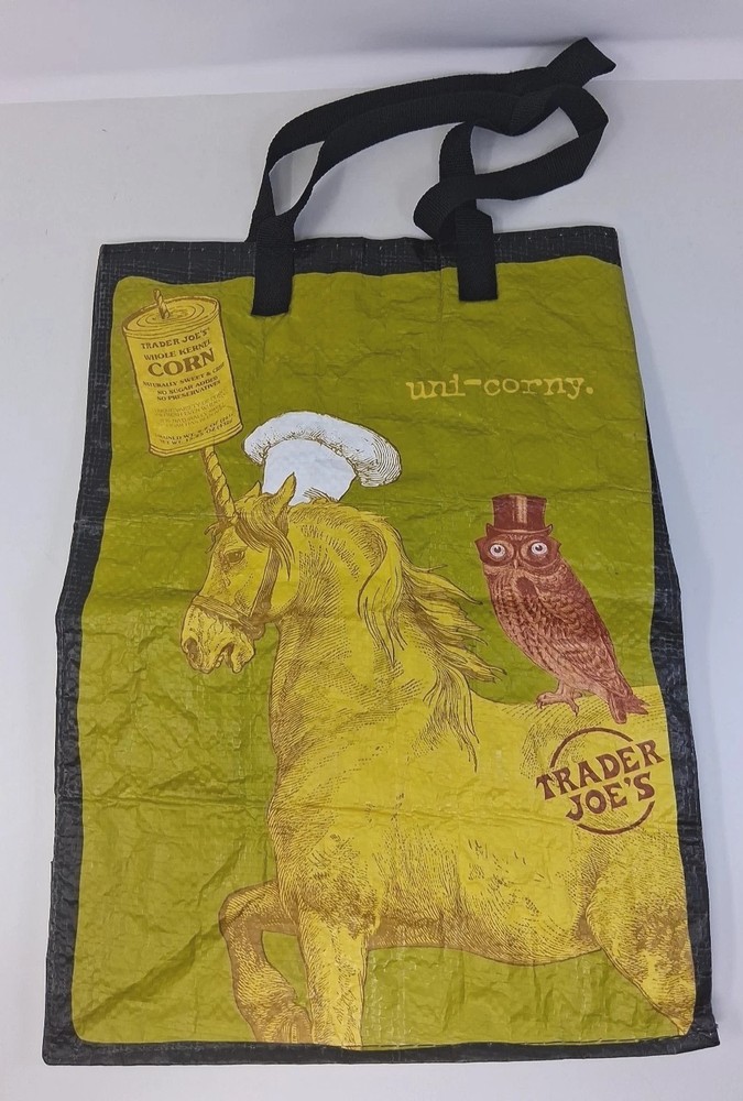 Trader Joe’s Reusable Bag Perky UniCorny Tote Shopper Travel Retired 15.75″