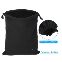 12pcs Polyester Cotton Reusable Drawstring Bags, 7×10″ Dust Bags, Black