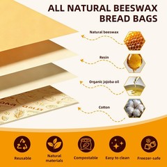 2 Pack Beeswax Bread Bags for Sourdough Homemade Bread, Large, Apricot