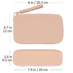 FUSMYE Set of 2 Zipper Makeup Brushes Bag For Travel, Large Silicone Khaki