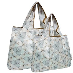 2 PCS Large Small Foldable Tote Nylon Reusable Grocery Bag Shopping Carrier