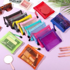 Jexine 24 Pcs Mini Zipper Mesh Bags Lipstick 5 x 4 Inch, Bright Color