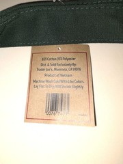 Trader Joe’s Canvas Tote Bag GREEN Collectible Handbag Authentic! WORLDWIDE SHIP