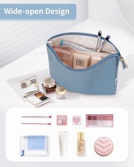 Narwey Small Makeup Bag for 9x 6.5x 1.6 in/ 23x 16.5x 4cm, A-Greyish Blue