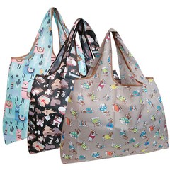 Wrapables Large Foldable Tote Nylon Reusable Grocery Bag, 3 Pack