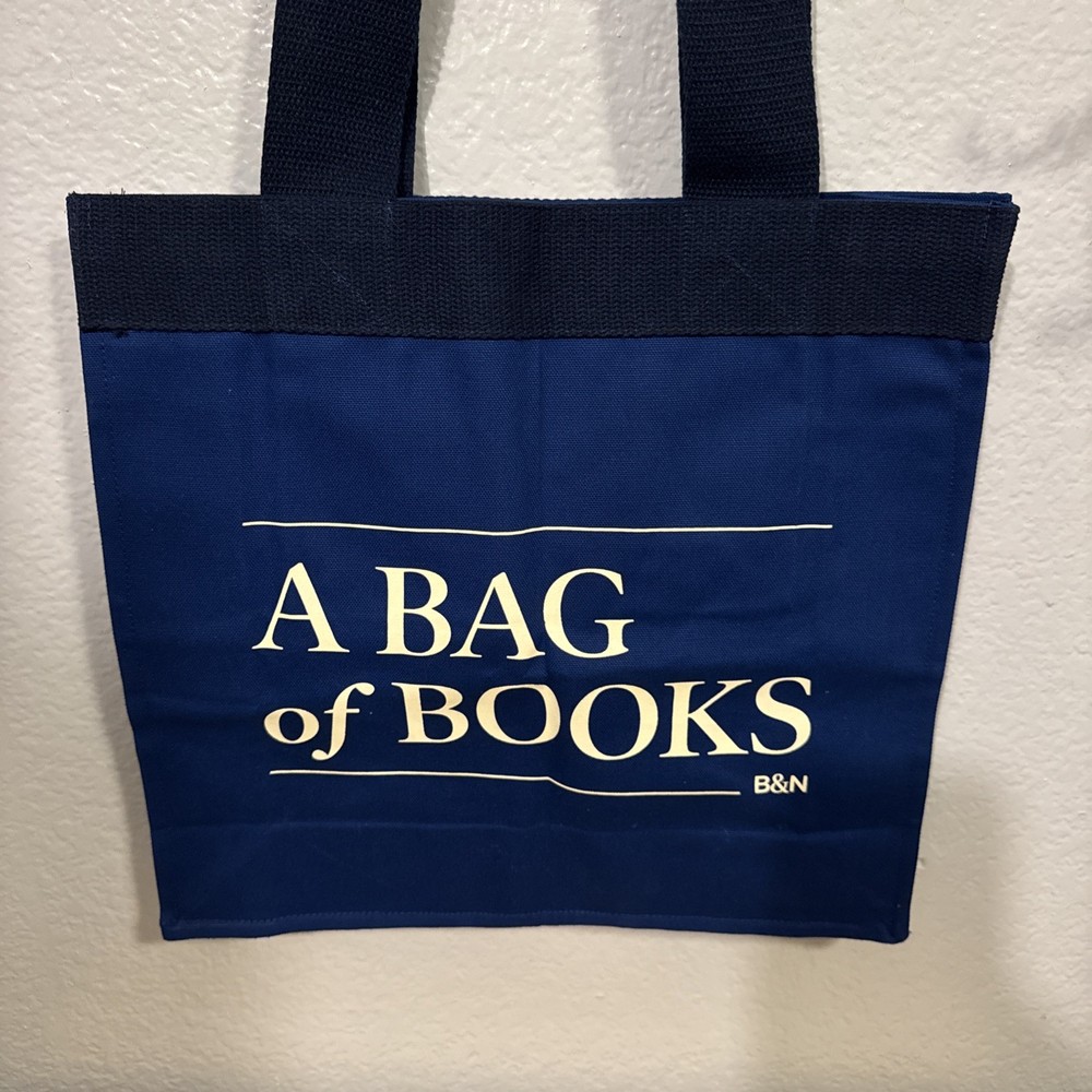 Barnes & Noble Blue Canvas Tote Reusable Shopping Bag with Inner Pockets