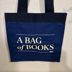 Barnes & Noble Blue Canvas Tote Reusable Shopping Bag with Inner Pockets