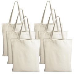 6 PCS Canvas Tote Bag, 14×16 Inches Reusable Cotton Tote Bags with Handles, H…