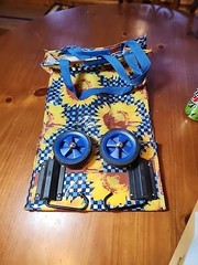 folding rolling shopping bag tote sunflowers Farmers Market Bag