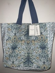 MORRIS & Co. 100% COTTON CANVAS HYACINTH FLORAL TOTE BAG 16”L 15”H 6”W NWT