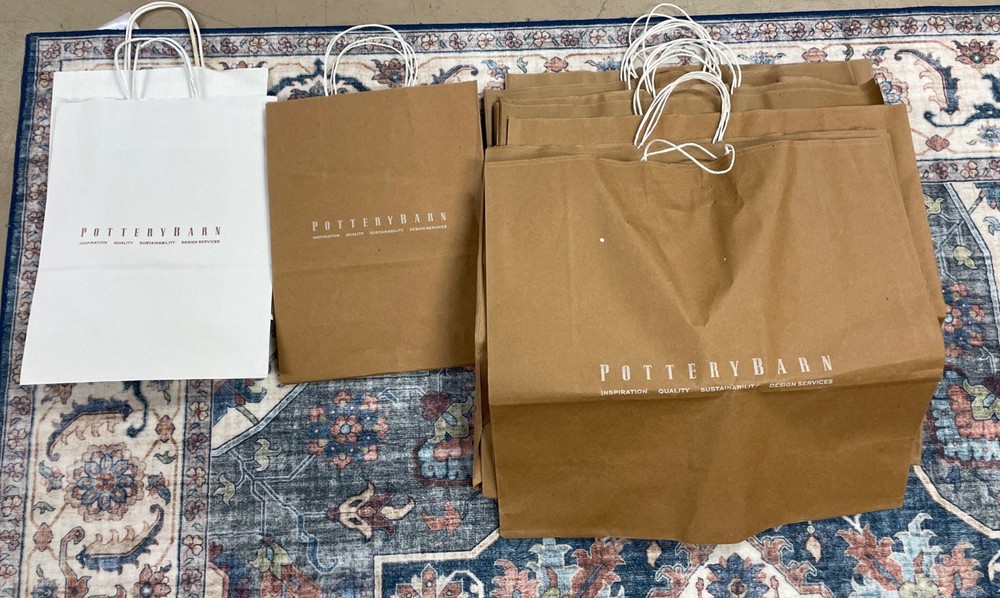 13 Pottery Barn Reusable Paper Shopping Bags Various Sizes