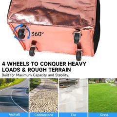 Reusable Grocery Bag On Wheels, Foldable Rolling Tote Bag, 6 Pockets, Collaps…