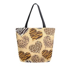 Leopard Giraffe Zebra Print Canvas Tote Bag Large Women Casual Shoulder Bag H…