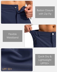 Pudolla Men’s Hiking Cargo Shorts 9″ Lightweight Outdoor Work Medium, Navy