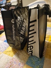 Lululemon Reusable Shopping Tote Bags Small, Black and White, Pack of 2
