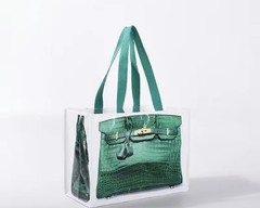 Stylish Large Foldable Reusable Shopping Bag, green Handles
