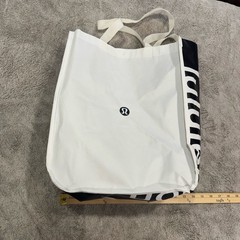 Lululemon Reusable Shopping Tote Bag Lot Of 2 Large White/Black Green