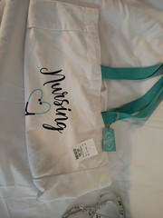 NWT Reusable Tote Nursing Large New Canvas Woven Handle Bag Reuse Nurse 16x16x6