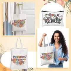 2 Pcs Physical Therapy Gifts for Women, Retro Floral Canvas Tote Bag with Mak…
