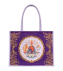 Royal Collection Platinum Jubilee Juco Jute Tote Bag Queen Elizabeth 2022 Purple