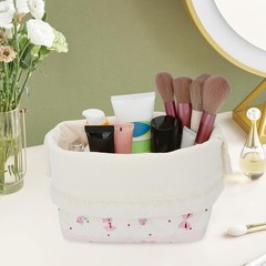 JINSI Small Quilted Drawstring Makeup 8 × 6.5 × 4.1 inches, Sweet Cherries