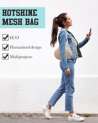 12 Pcs Reusable Cotton Mesh Grocery Bag Washable String Bag Farmers Market