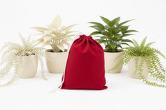 CharkaBags – 6 x 8 Inches Red Reusable Drawstring Muslin Bags – Premium Quality